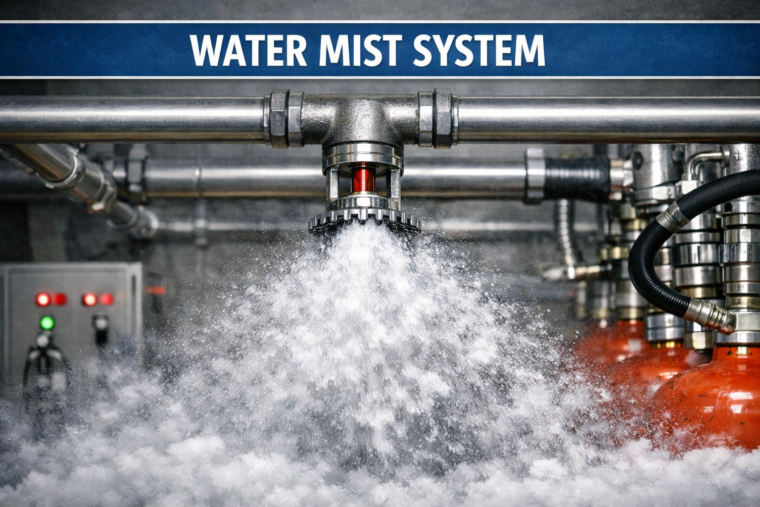 Water Mist System, high pressure water mist nozzle and pump skid