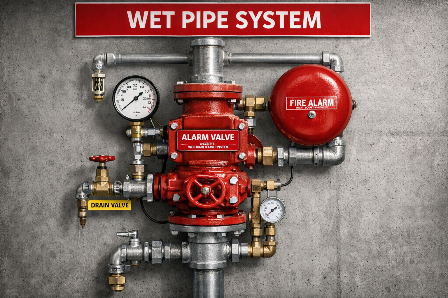 Wet Pipe Sprinkler System, wet pipe sprinkler installation photo